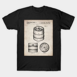 Beer Keg Patent - Beer Lover Craft Ale Art - Antique T-Shirt